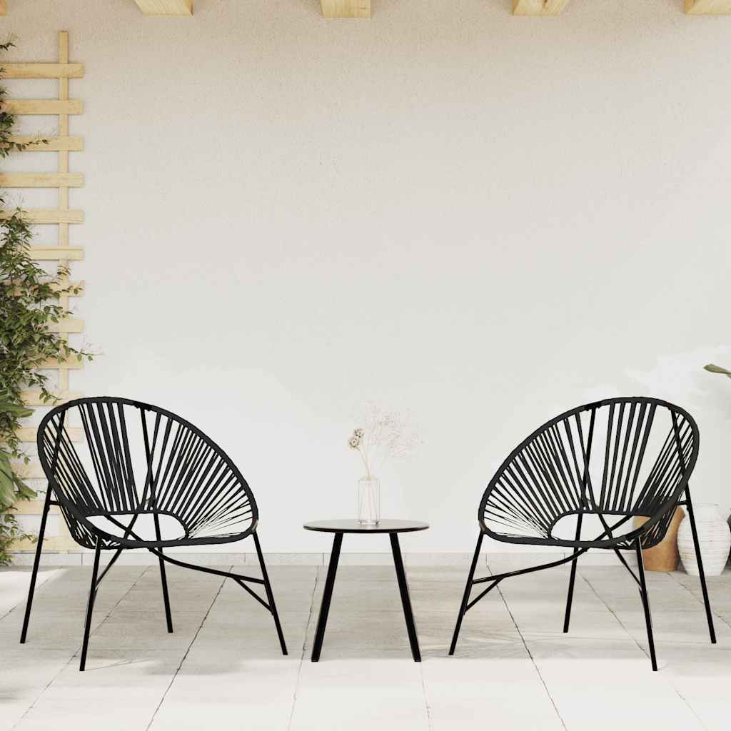 Garden Chair Set 3 pcs Black Poly Rattan